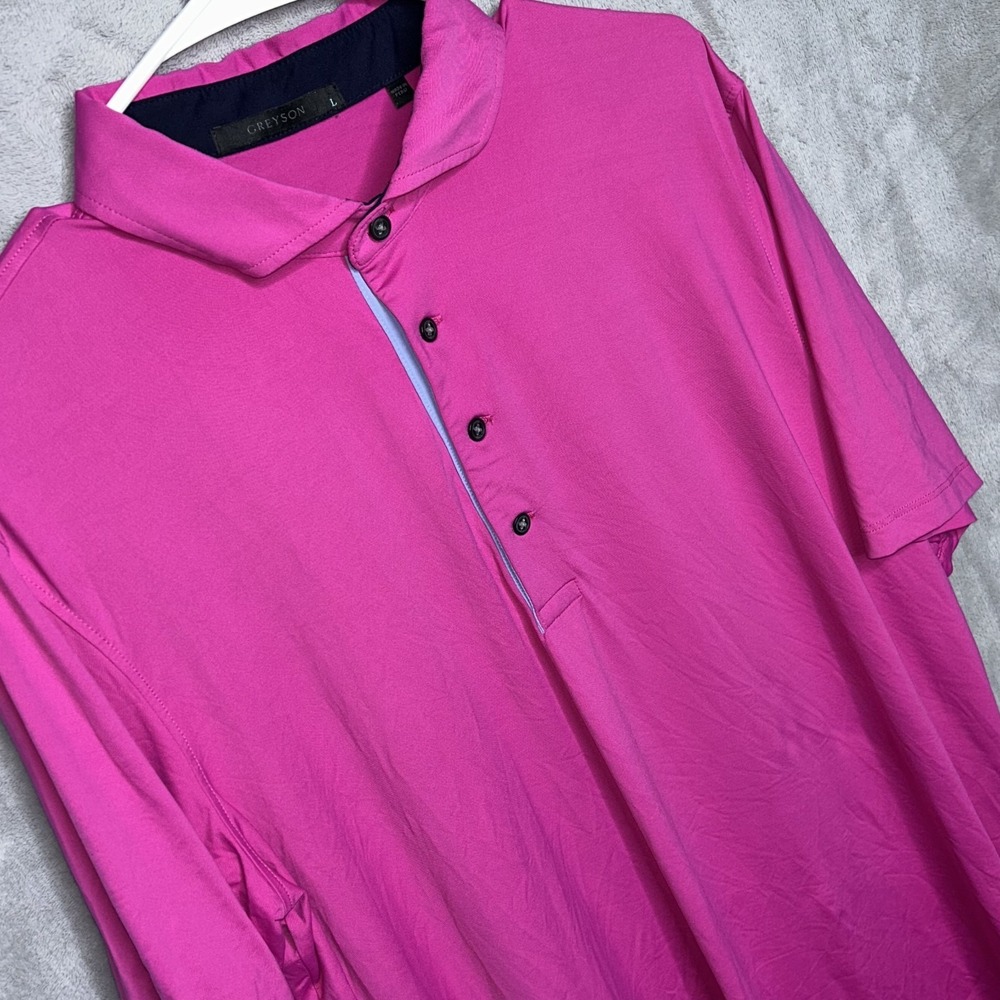 Greyson Golf Polo Mens Large Pink Performance Wolf Logo Short Sleeve Shirt